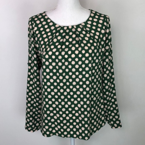 Sunny Girl Tops - Sunny Girl Green & White Polka Dot Button Back Top
